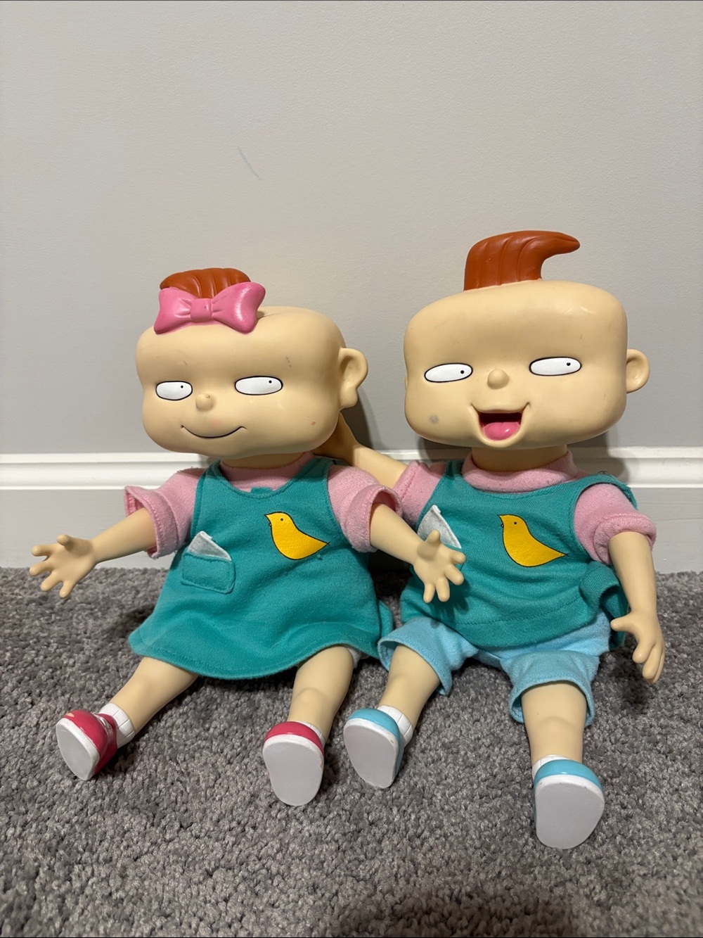 Vintage Mattel 1997 Rugrats Phil and Lil Plush 12” Twin Kids Baby Dolls